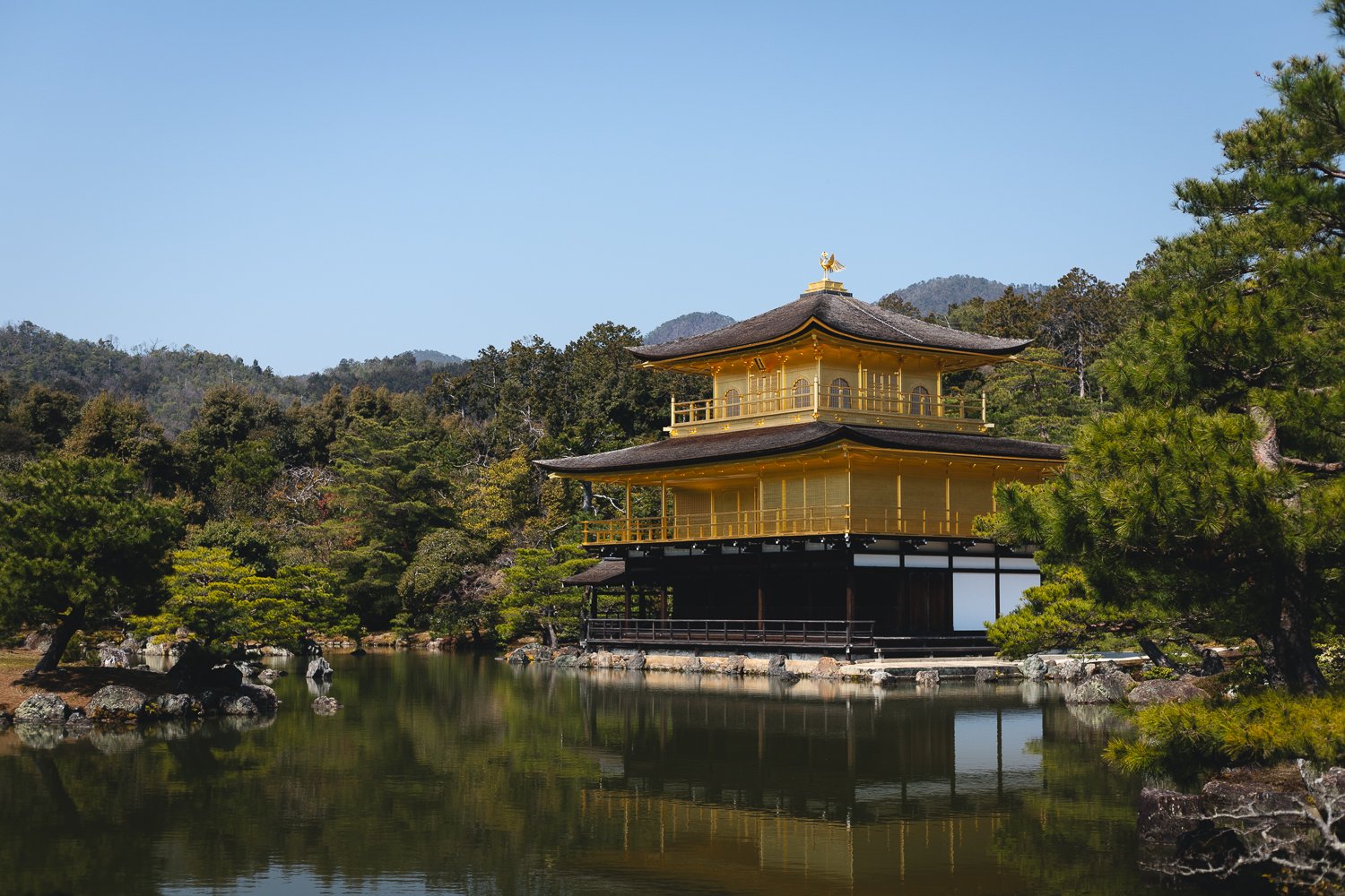 Le pavillon d'or qui se reflète sur son étang