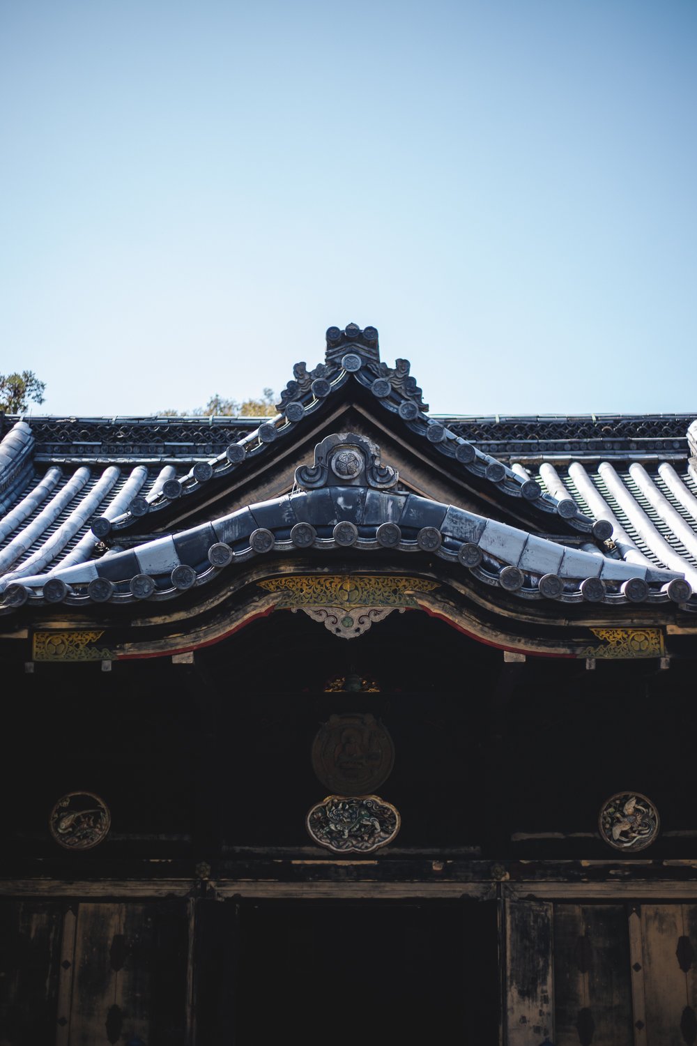 Détail d'un toit au Konchi-In à Kyoto